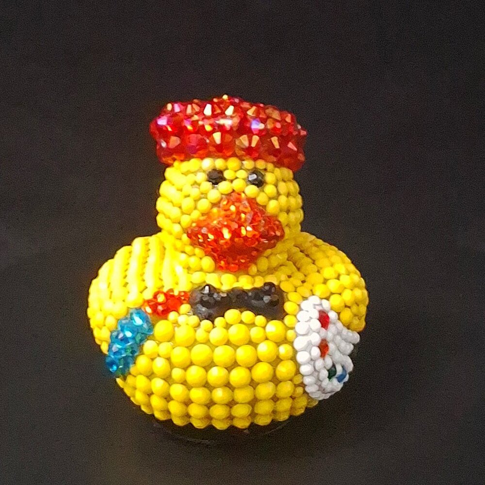 Bedazzled Artist Rubber Duck, Bling Artist Duck, Unique Fun Gift